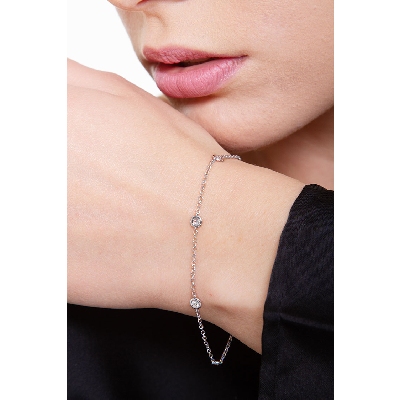 Bracciale in oro bianco 18k cm 18 con diamanti ct 0,25