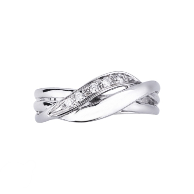 White gold 18k weave ring with diamonds 