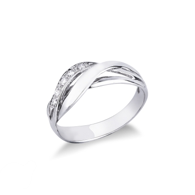 White gold 18k weave ring with diamonds 