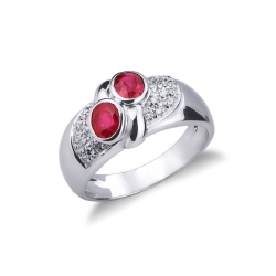 18k white gold band ring with rubies and diamonds 