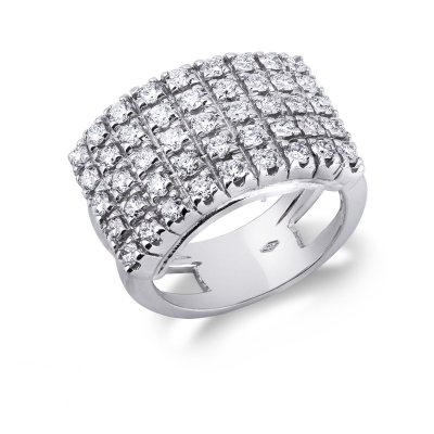 Band Ring in 18k White Gold with Diamonds