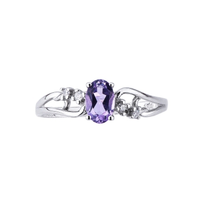 White gold 18k ring with a tangle of amethyst and diamonds 