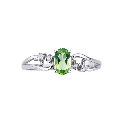 White gold 18k ring with a tangle of peridot and diamonds 