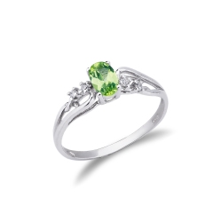 White gold 18k ring with a tangle of peridot and diamonds 