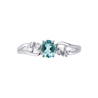 White gold 18k ring with a tangle of aquamarine and diamonds 