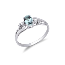 White gold 18k ring with a tangle of aquamarine and diamonds 