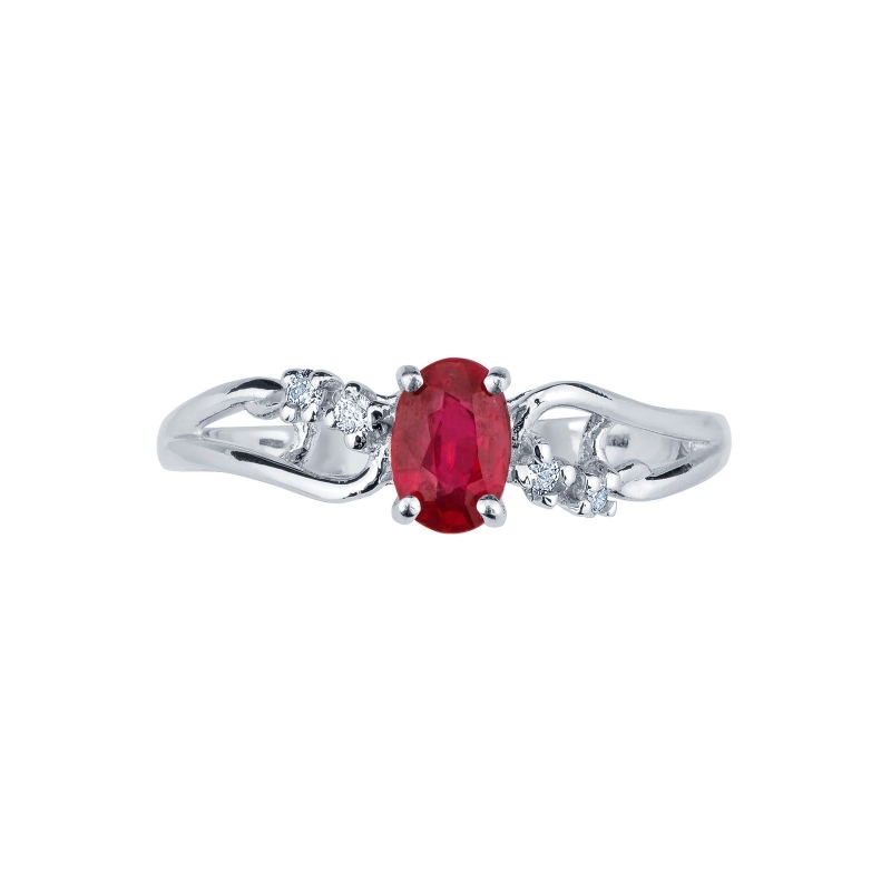 White gold 18k with a tangle of ruby oval cut and diamonds 