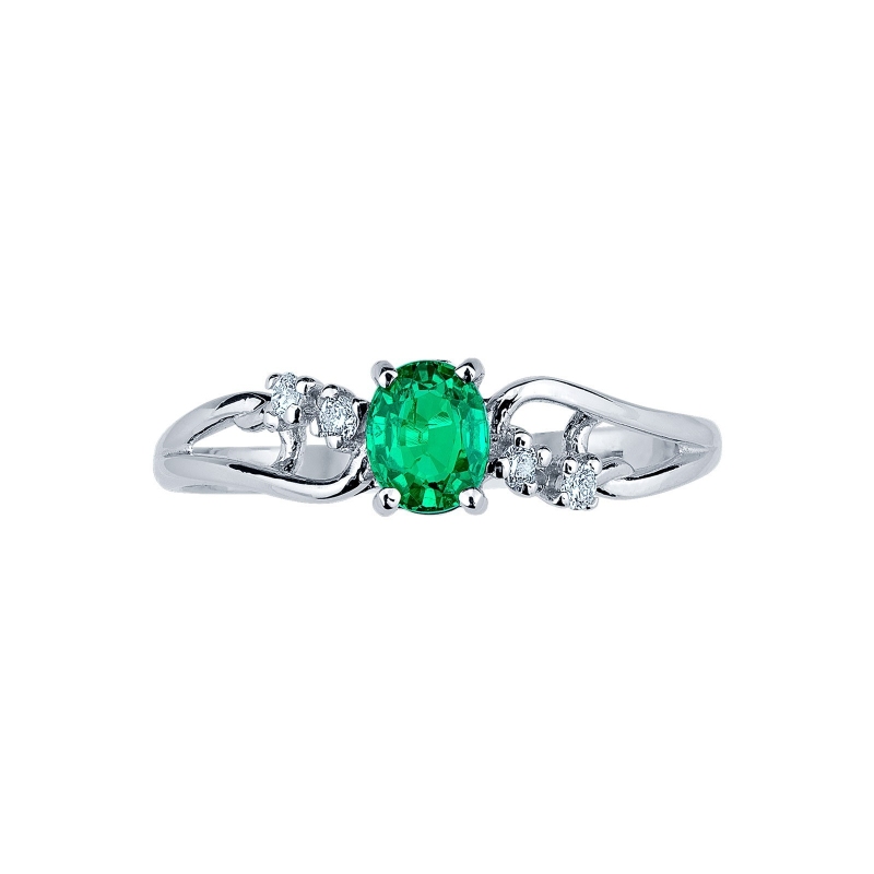White gold 18k ring with emerald and diamonds 