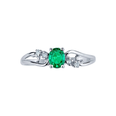 White gold 18k ring with emerald and diamonds 