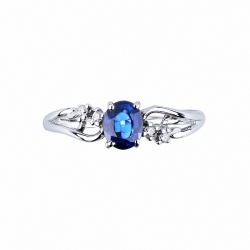 White gold 18k ring with a tangle of blue sapphire and diamonds  2