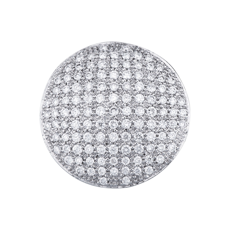 Anello tondo pavè diamanti in oro bianco 18k