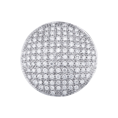 Anello tondo pavè diamanti in oro bianco 18k