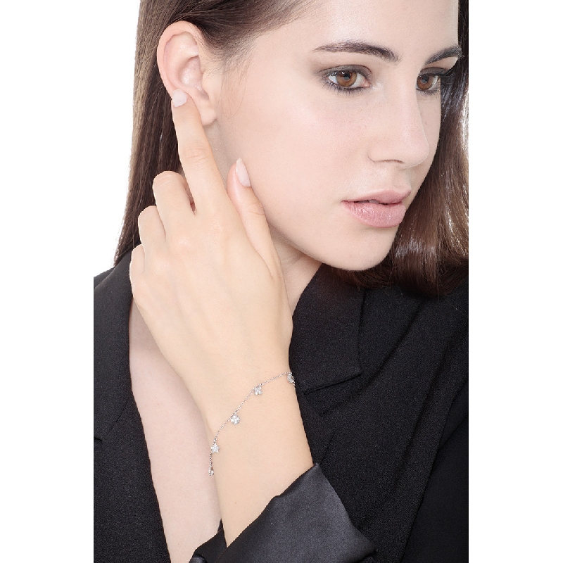 Bracciale in Oro Bianco 18k con Charms in Diamanti