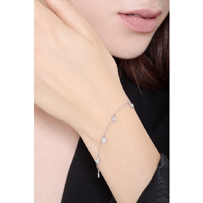 Bracciale in Oro Bianco 18k con Charms in Diamanti