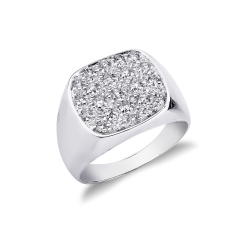18k white gold pinky ring with diamonds pavé