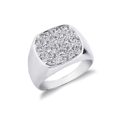 18k white gold pinky ring with diamonds pavé