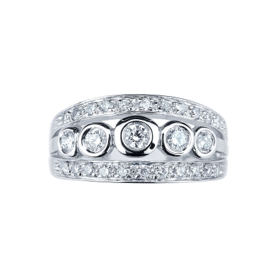 Band ring in white gold 18k with bezel diamonds 