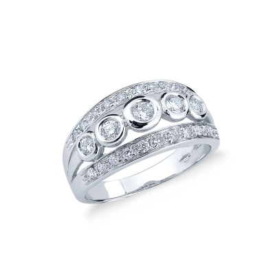 Band ring in white gold 18k with bezel diamonds 