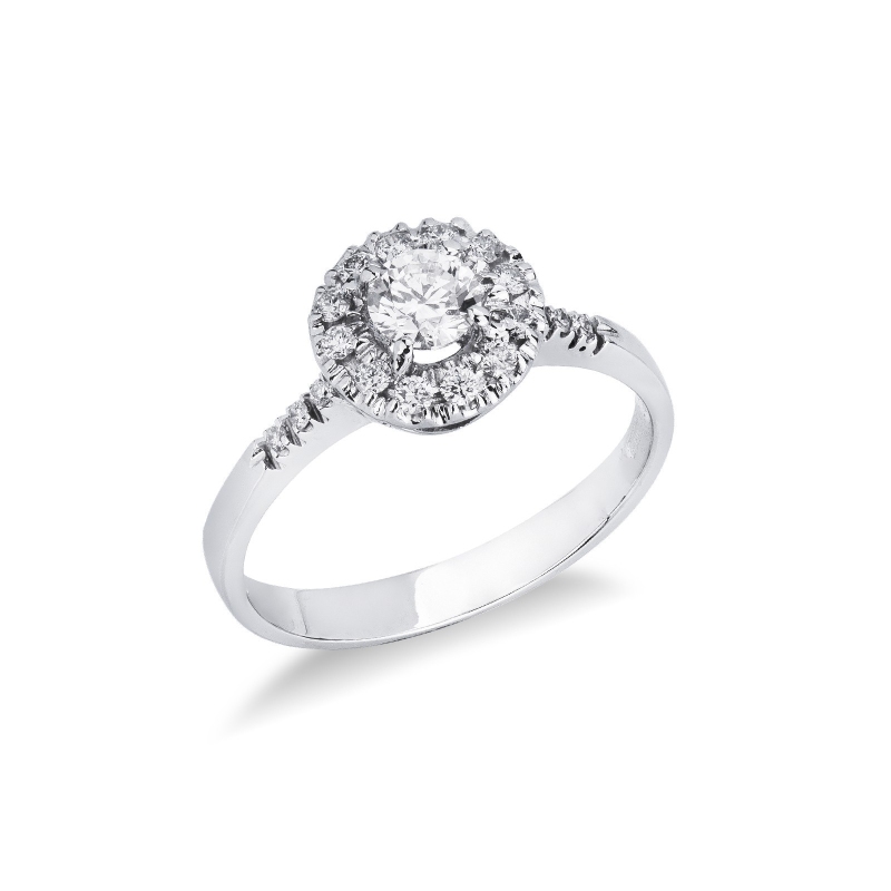 White gold 18k halo diamond ring