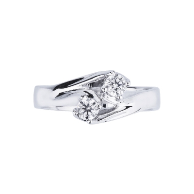 Curved shank ring in white gold 18k with diamonds brilliant cut 