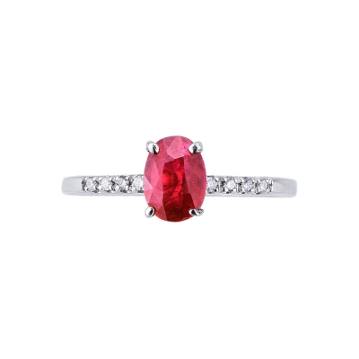 White gold 18k with central ruby and diamonds 