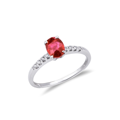 White gold 18k with central ruby and diamonds 