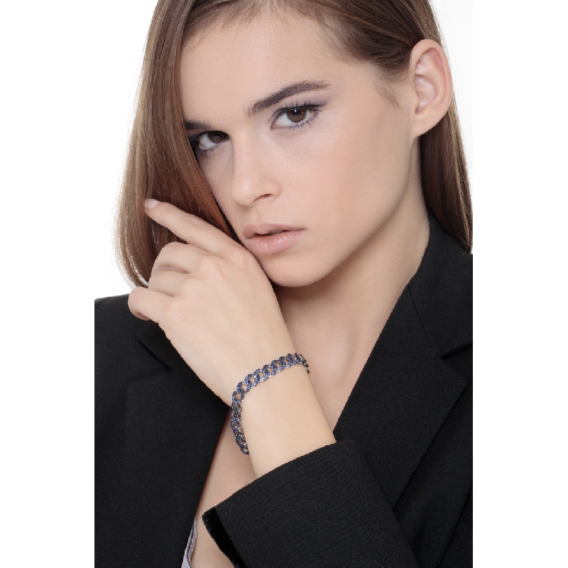 18k white gold bracelet cuban link bracelet with sapphires