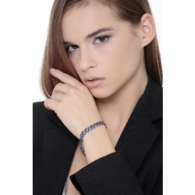 18k white gold bracelet cuban link bracelet with sapphires