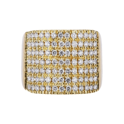 18k yellow gold band ring with 7 rows of diamonds 