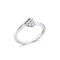 White gold 18k pavé ring with six diamonds 