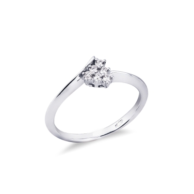 White gold 18k pavé ring with six diamonds 