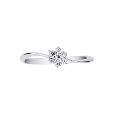 Sinous ring in white gold 18k with diamonds 