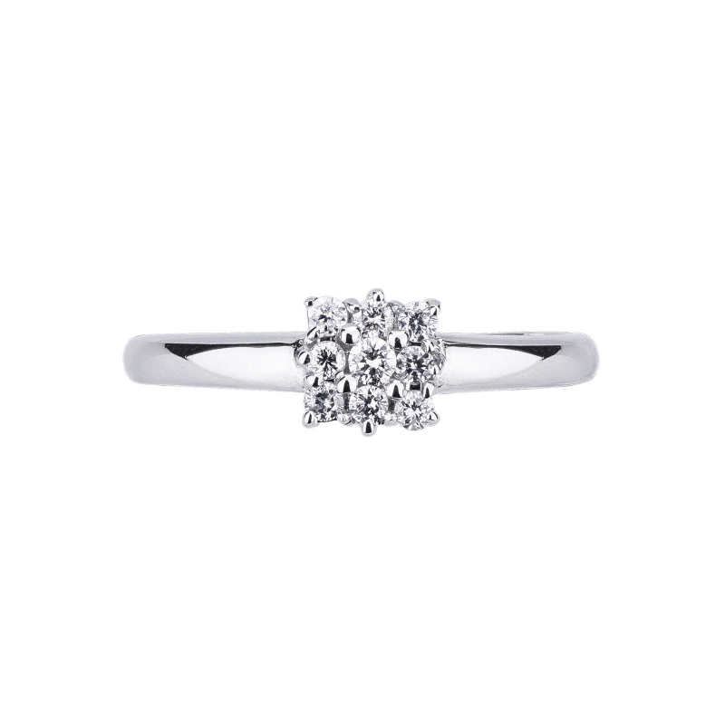 White gold 18k ring with diamonds squared