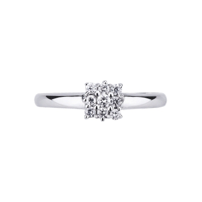 White gold 18k ring with diamonds squared