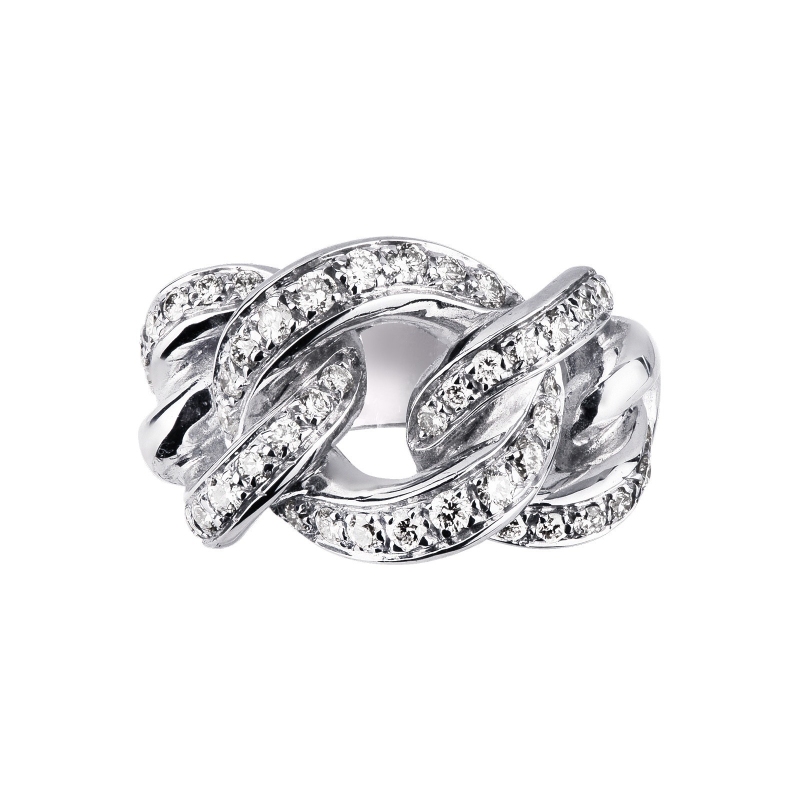 White gold 18k diamonds groumette ring 