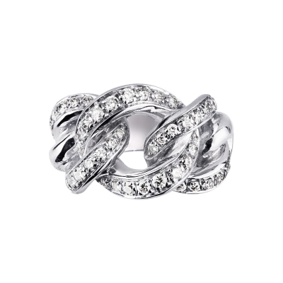 White gold 18k diamonds groumette ring 