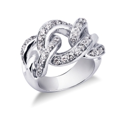White gold 18k diamonds groumette ring 