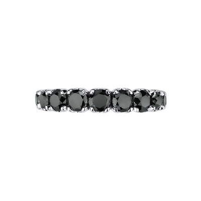 White gold 18k ring with black diamonds 