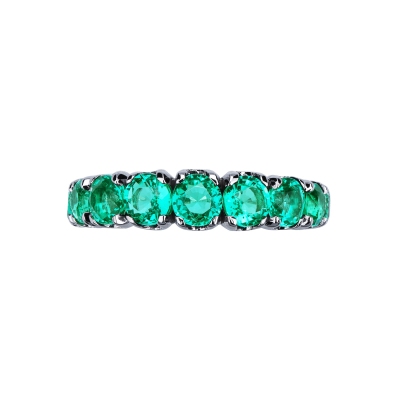 Half eternity ring with emeralds in white gold 18k 
