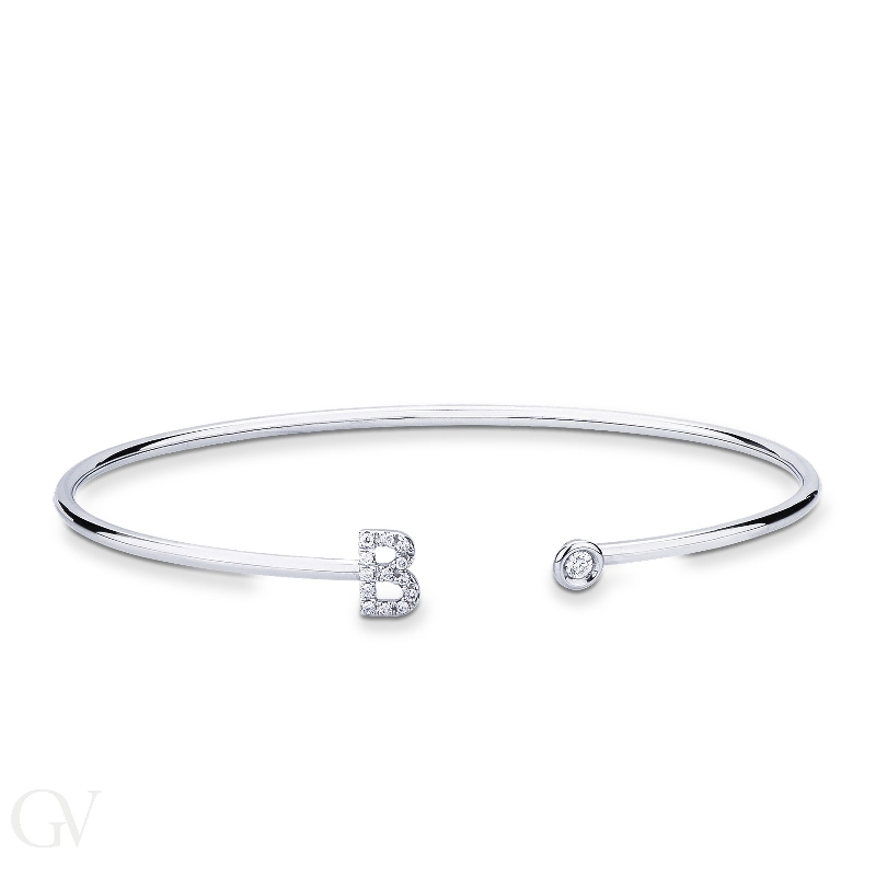 18k white gold rigid bracelet with letter B