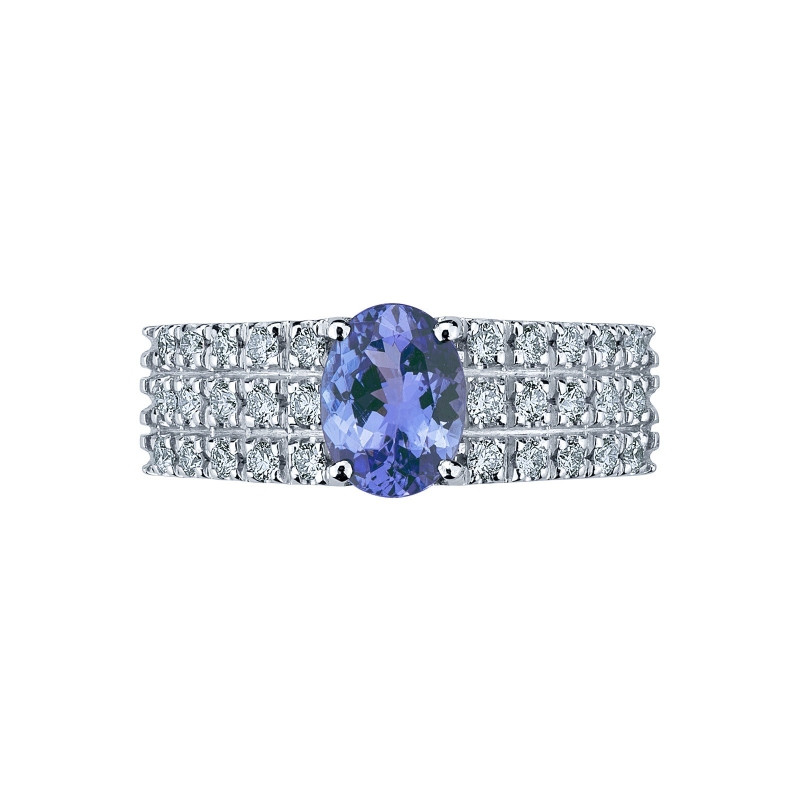 18k white gold ring with tanzanite and diamonds 
