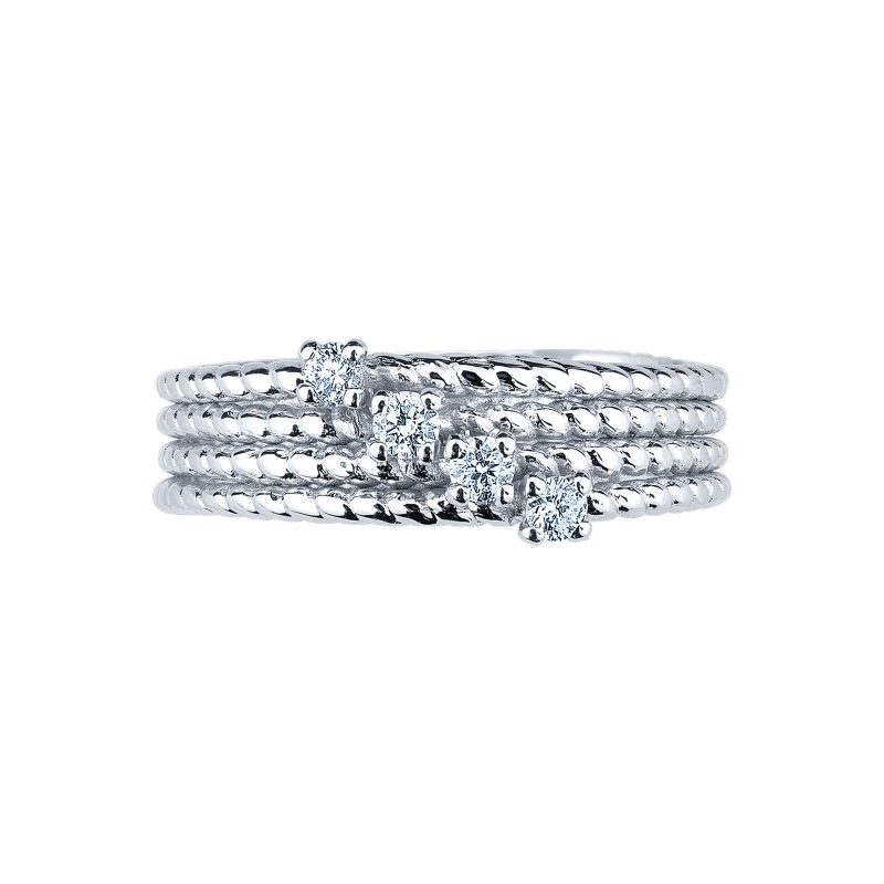 Band ring with diamonds and griffes in white gold 18k