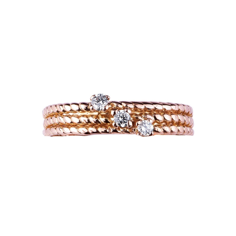 Rosé gold 18k trilogy ring with diamonds 