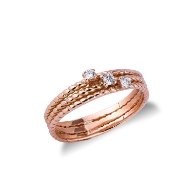 Rosé gold 18k trilogy ring with diamonds 