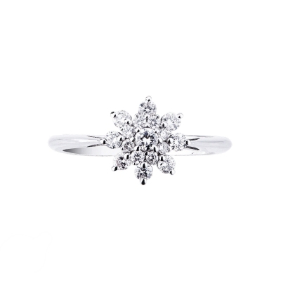 White gold 18k flower ring with halo diamonds 