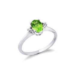 18k white gold ring with peridot and diamonds 