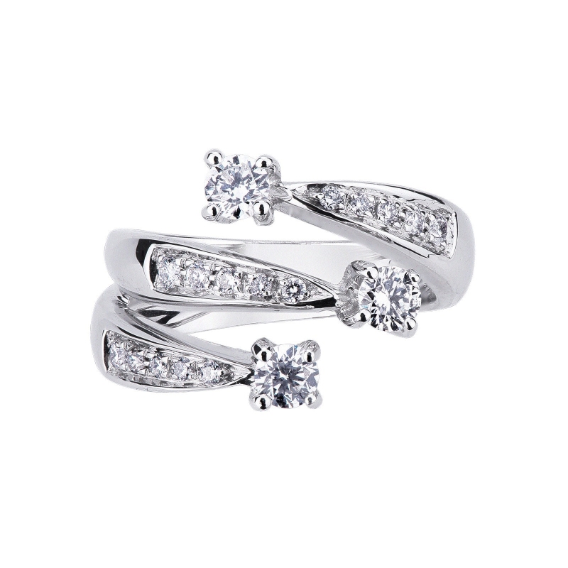 Anello a 3 fasce in Oro bianco 18k con Diamanti