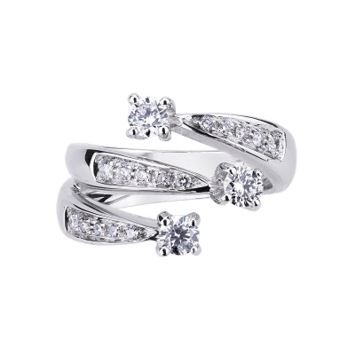 Anello a 3 fasce in Oro bianco 18k con Diamanti