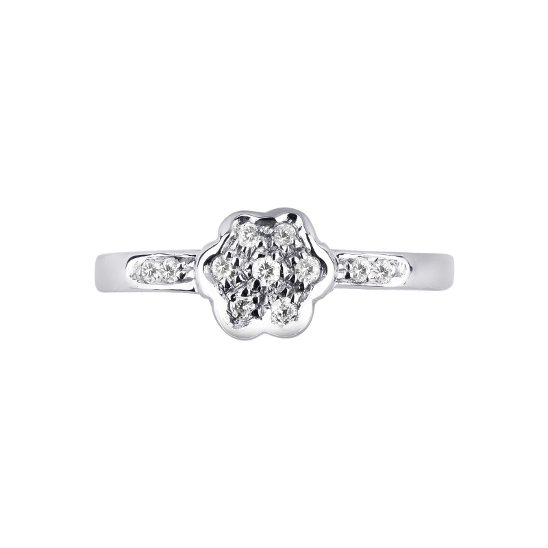 18k white gold flower ring with diamonds 
