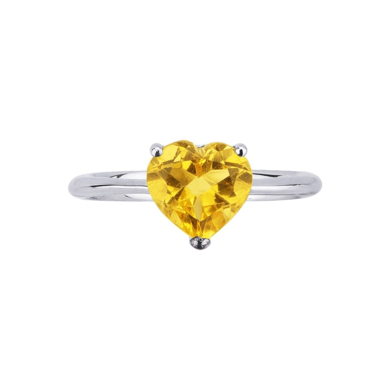 White gold 18k ring with citrine topaz heart cut 